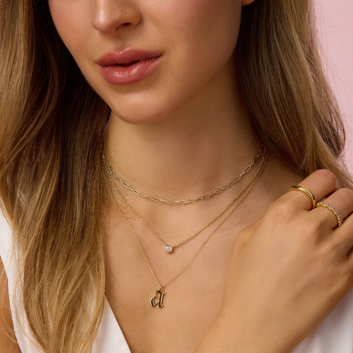 Gold Filled Diamond Bezel Necklace
