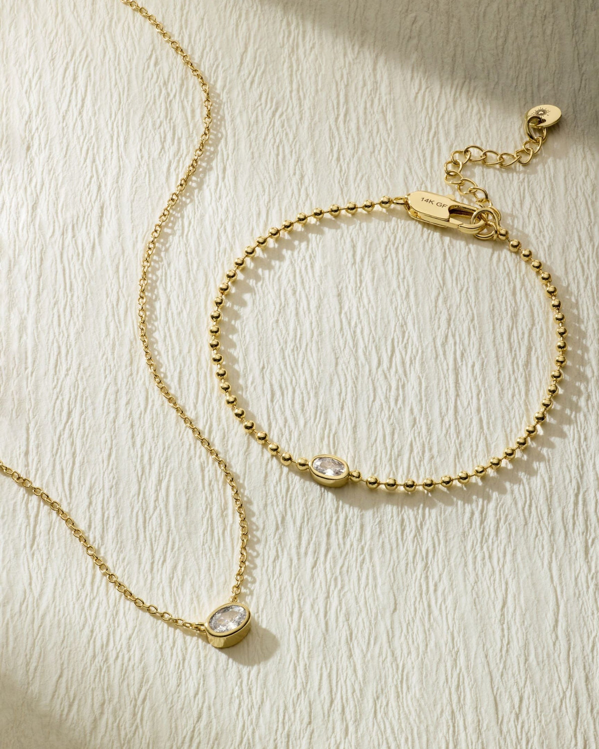 Gold Filled Diamond Oval Stone Bracelet
