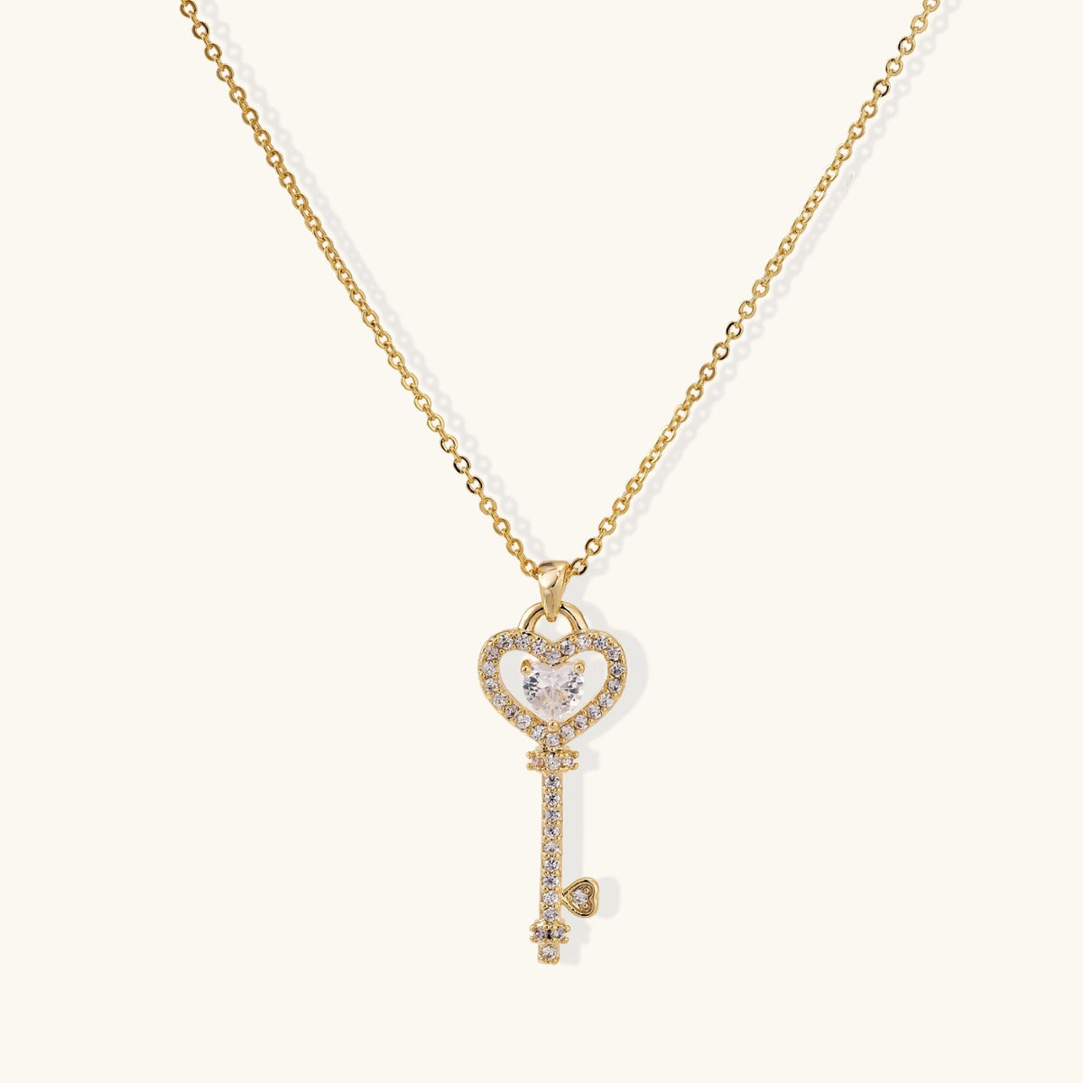 Secret Heart Key Necklace, front view