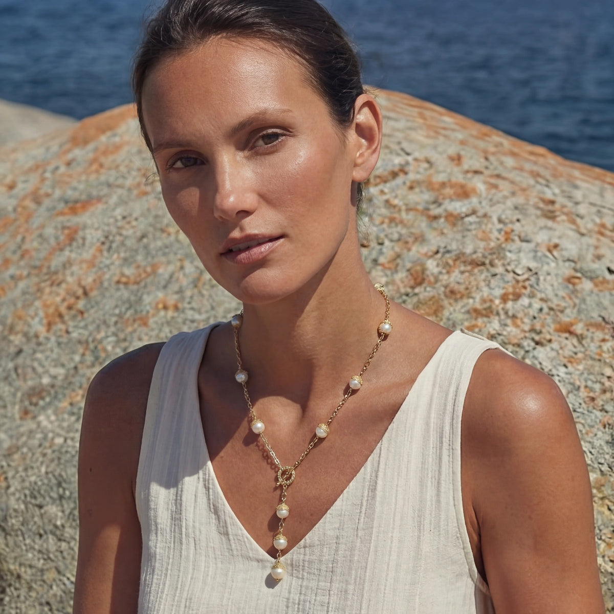 Baroque Pearl Station Necklace by VettedArc