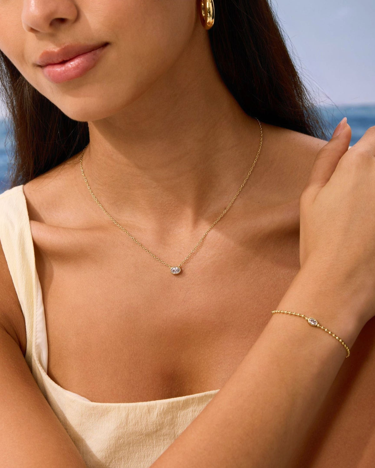 Gold Filled Diamond Oval Necklace