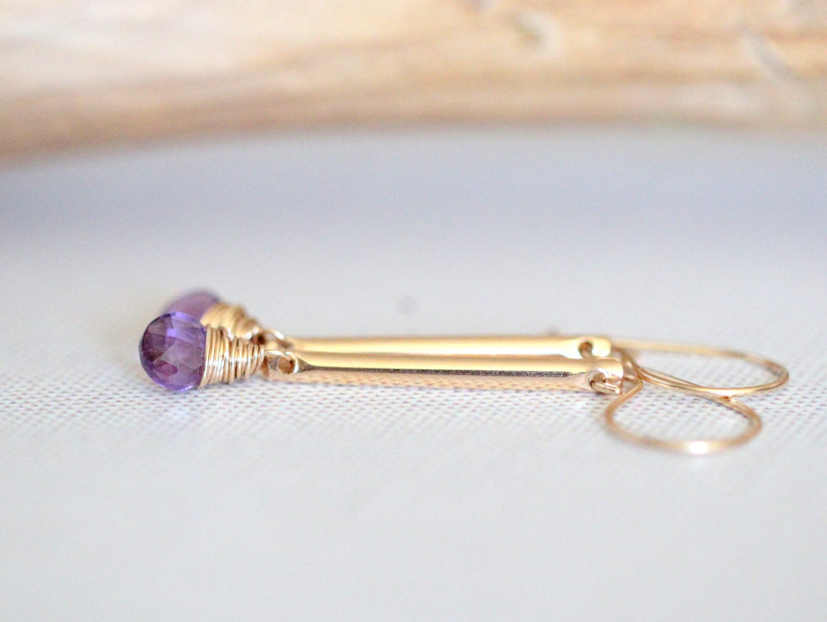 Amethyst Bar Earrings