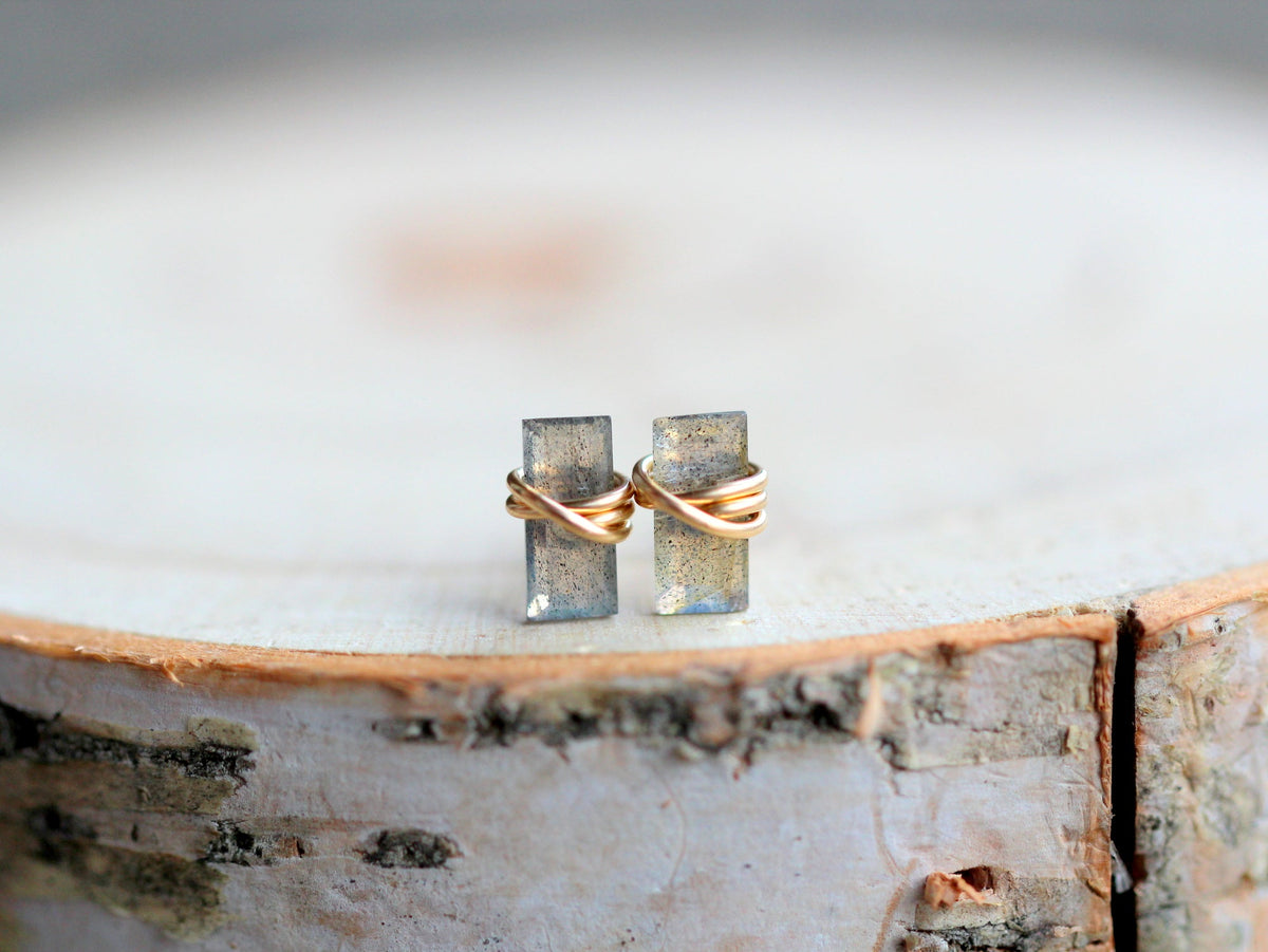Baguette Studs - Labradorite