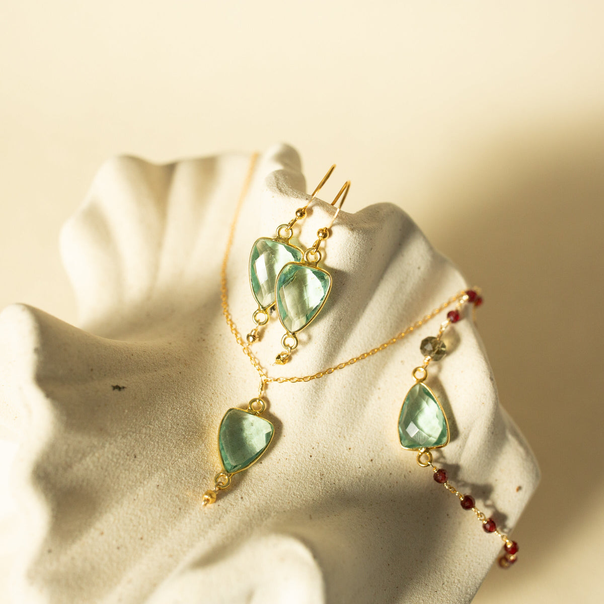 Green Amethyst Gold Isla Earrings