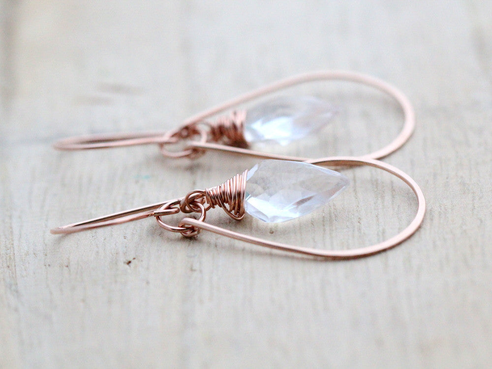 Arrow Hoop Earrings - Crystal Quartz ( As Seen On Jane the Virgin )