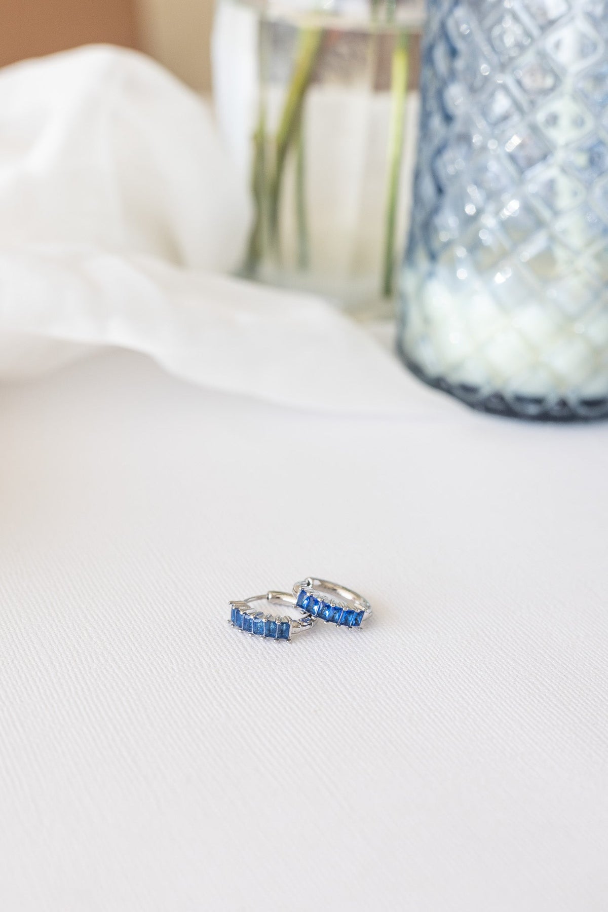 Diamond Hoop in Blue