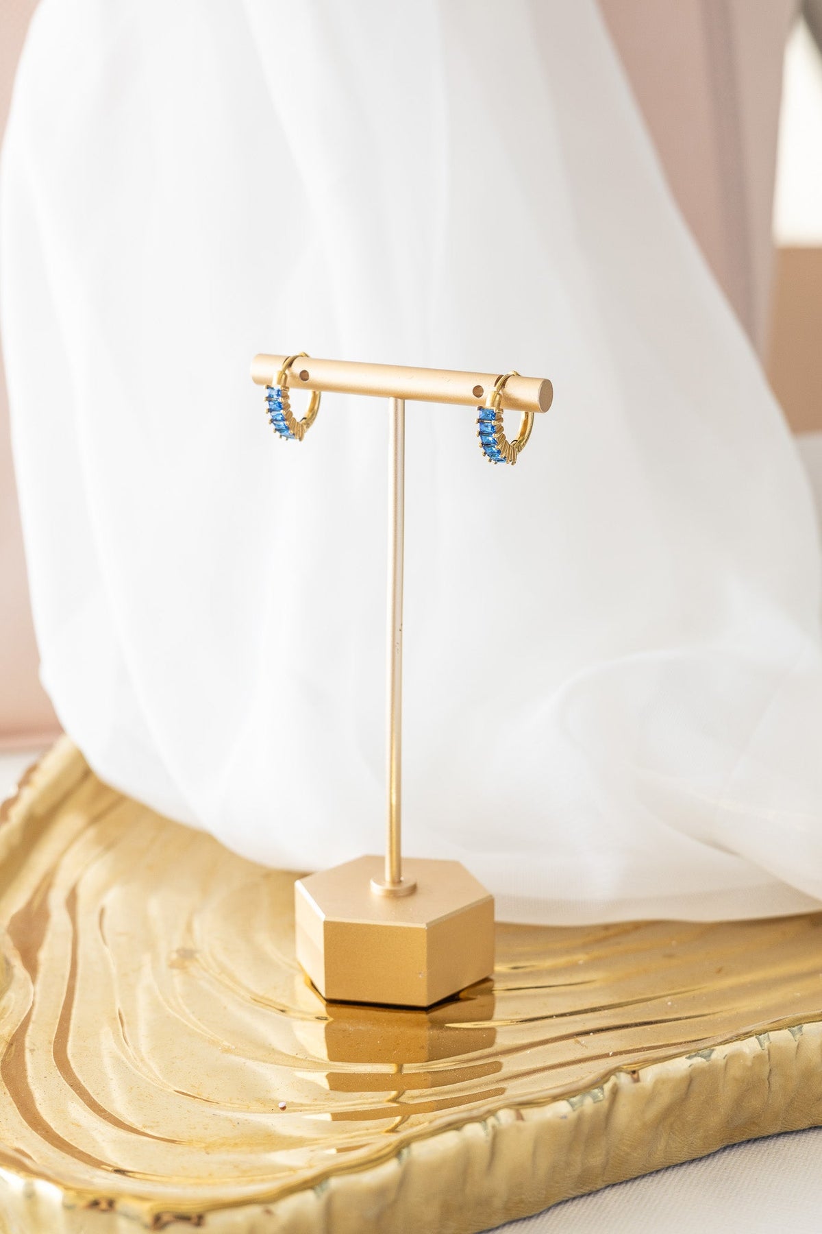 Diamond Hoop in Blue