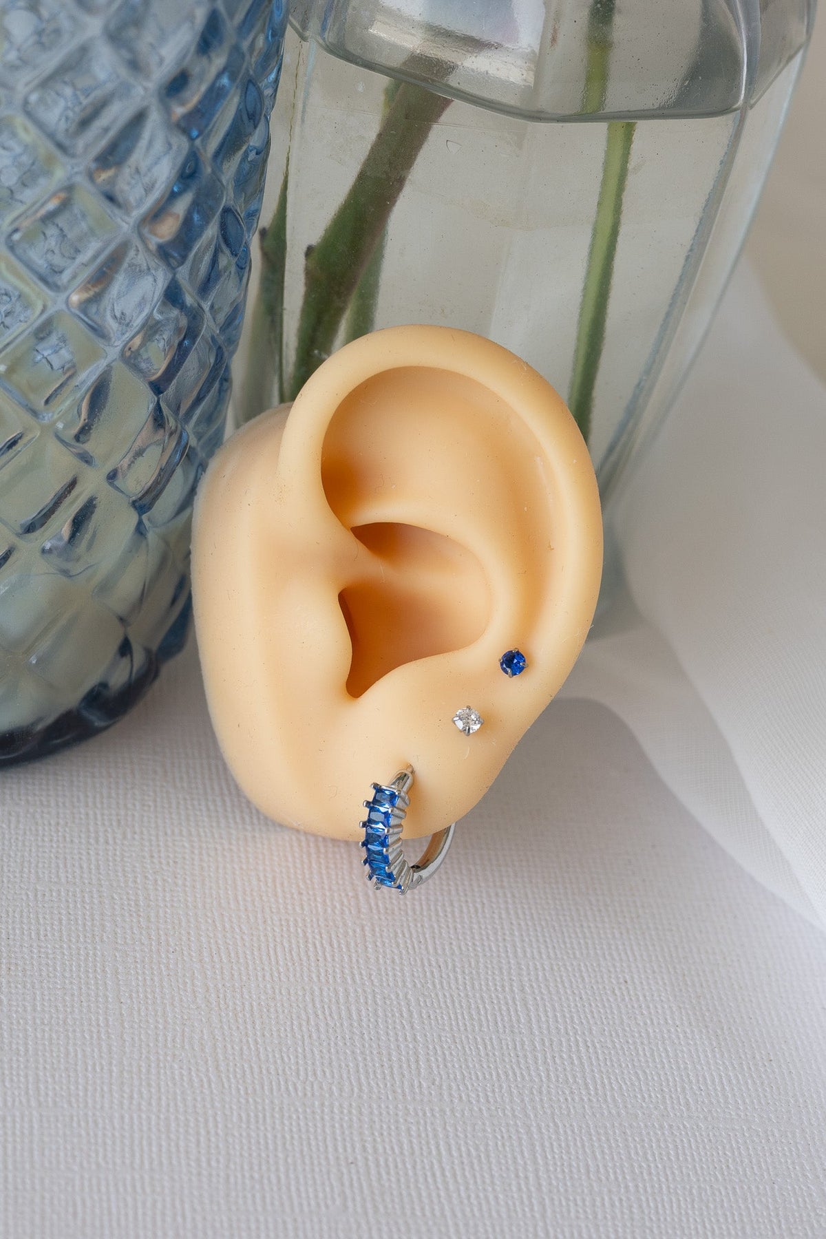Diamond Hoop in Blue