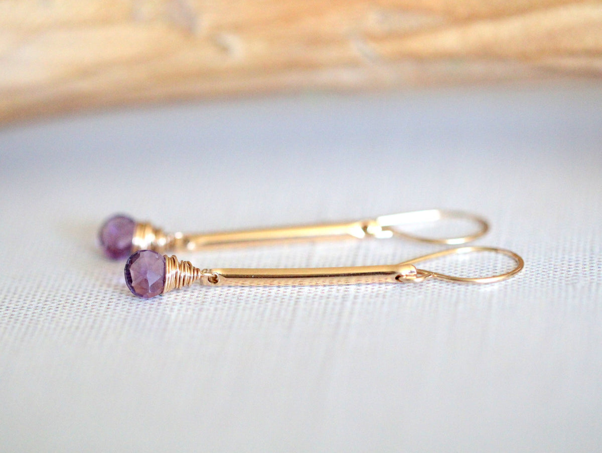 Amethyst Bar Earrings