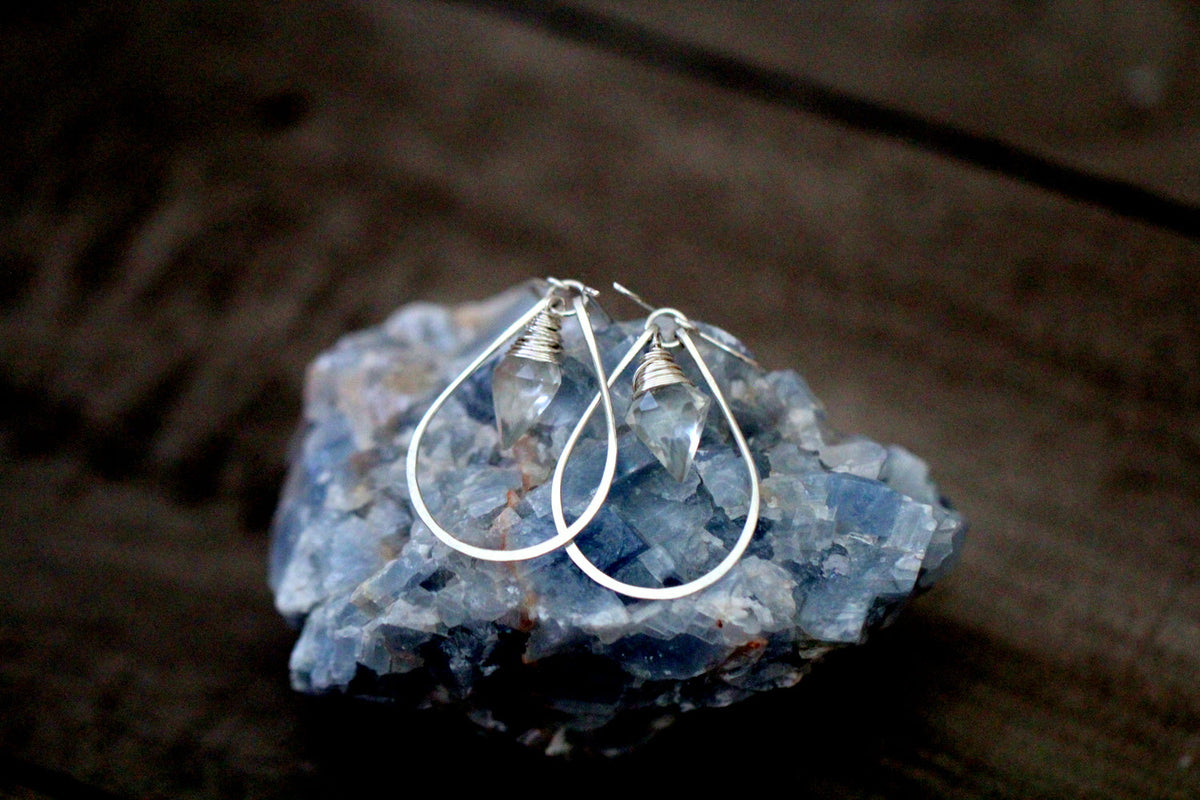 Arrow Hoop Earrings - Crystal Quartz ( As Seen On Jane the Virgin )