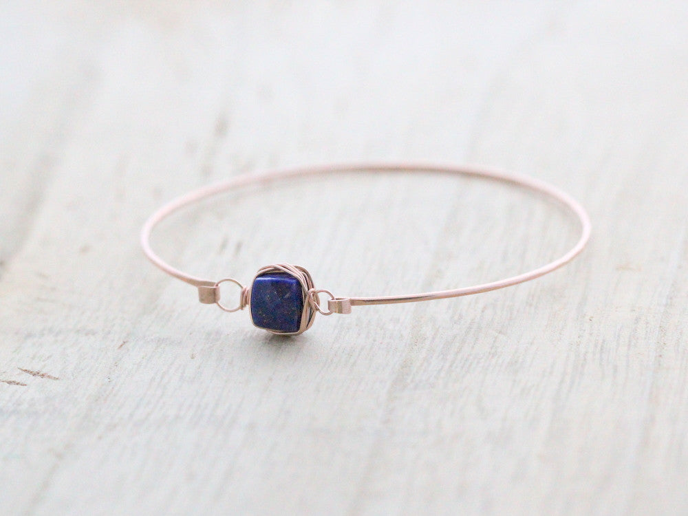 Lapis Lazuli Bezel Wrapped Bangle