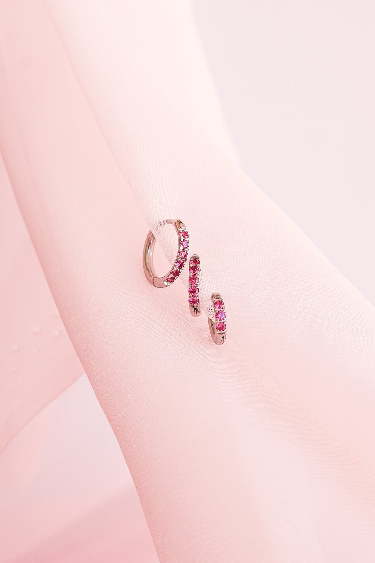 Micro Crystal Hoop in Pink