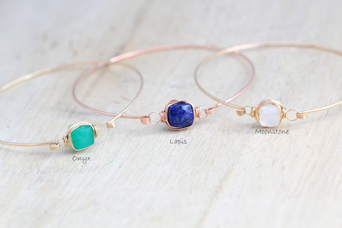 Moonstone Bezel Wrapped Bracelet