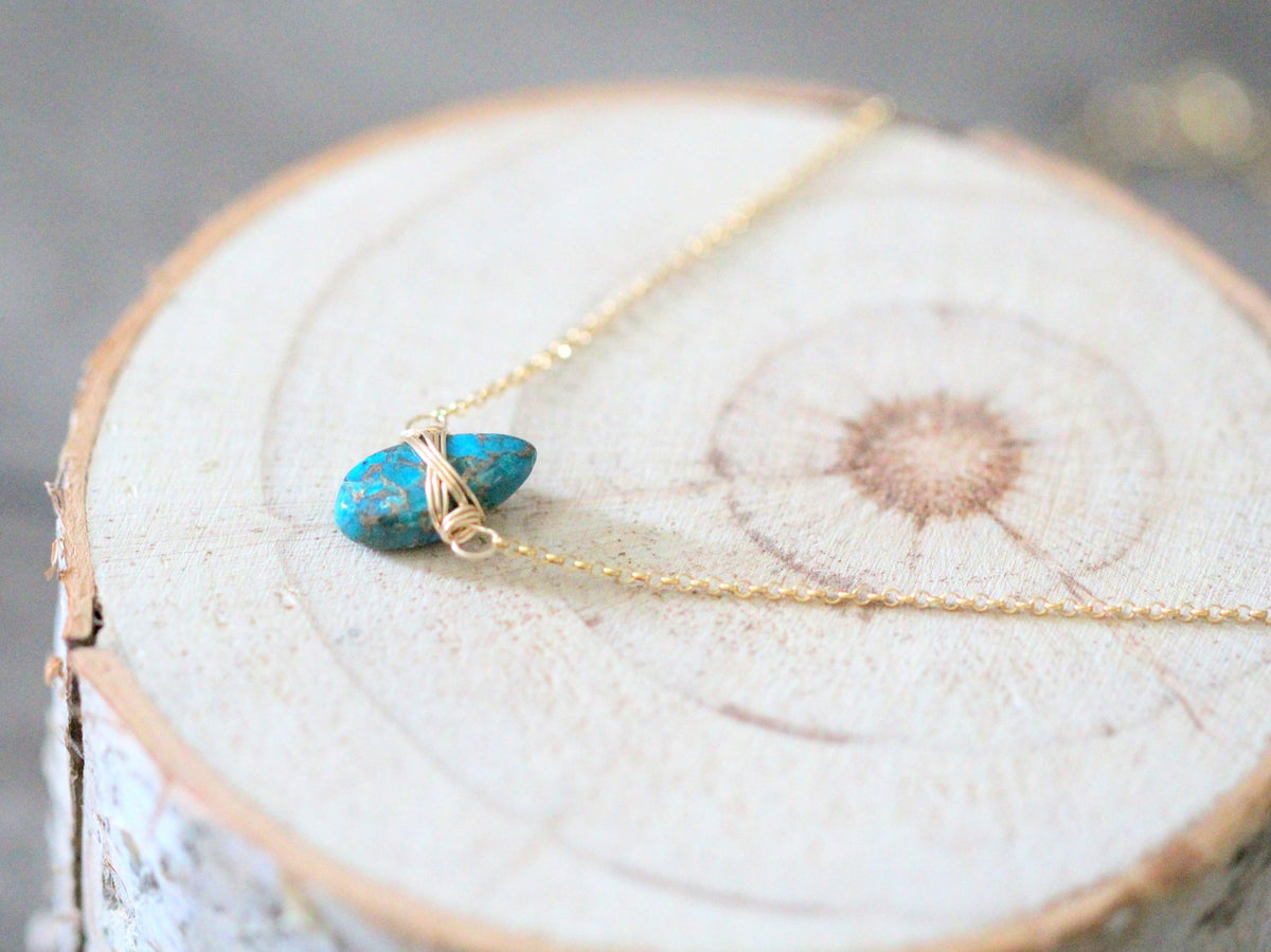 Copper Turquoise Necklace - Classic Blue