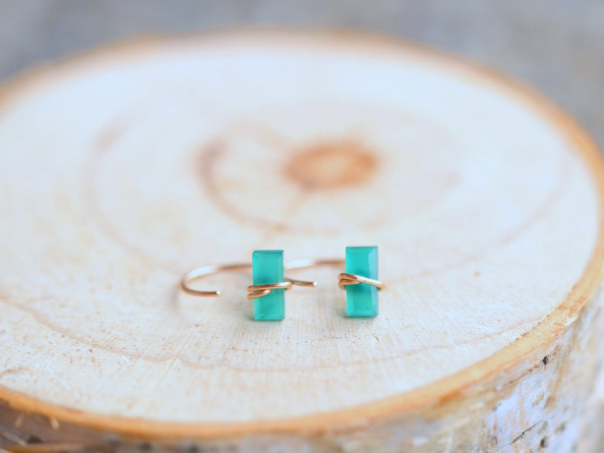 Green Onyx Hug Hoops