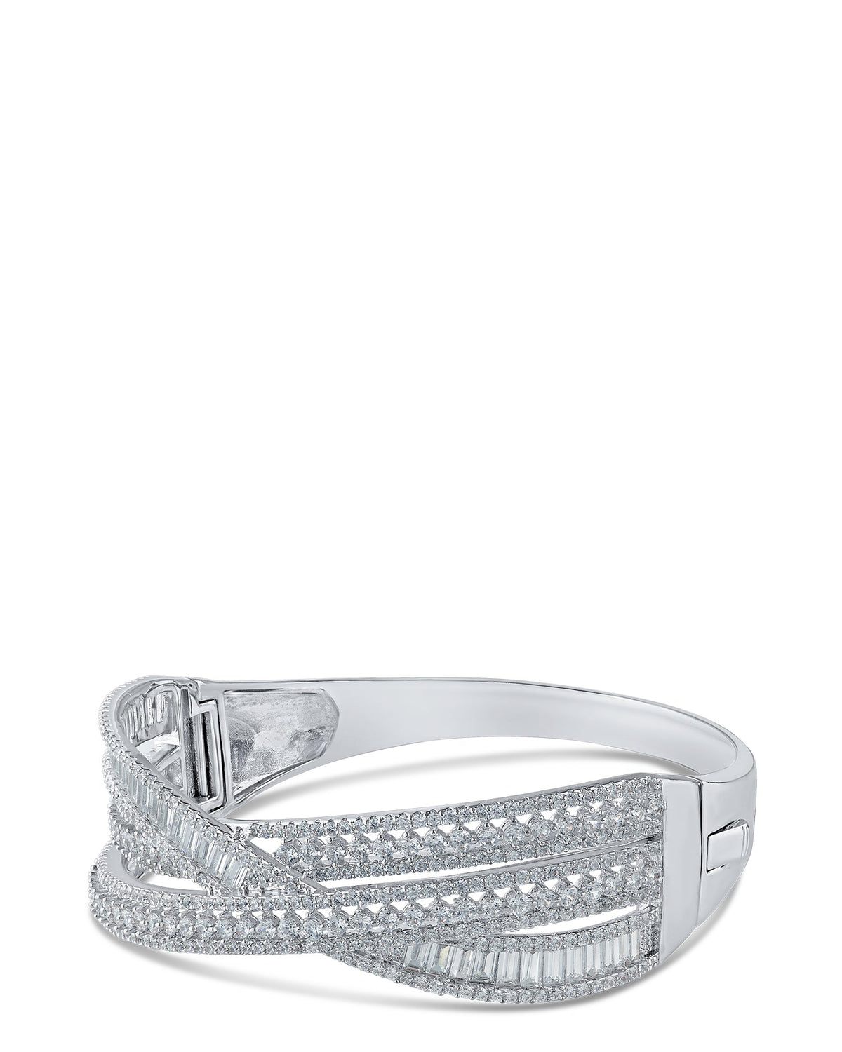 Multi CZ Overlay Cuff Bracelet