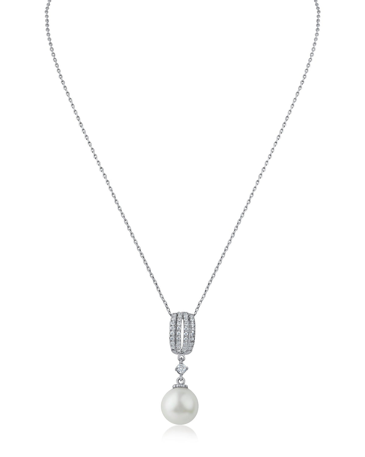 CZ and Pearl Pendant Necklace