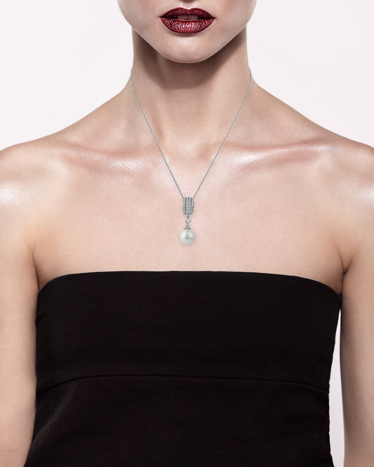 CZ and Pearl Pendant Necklace