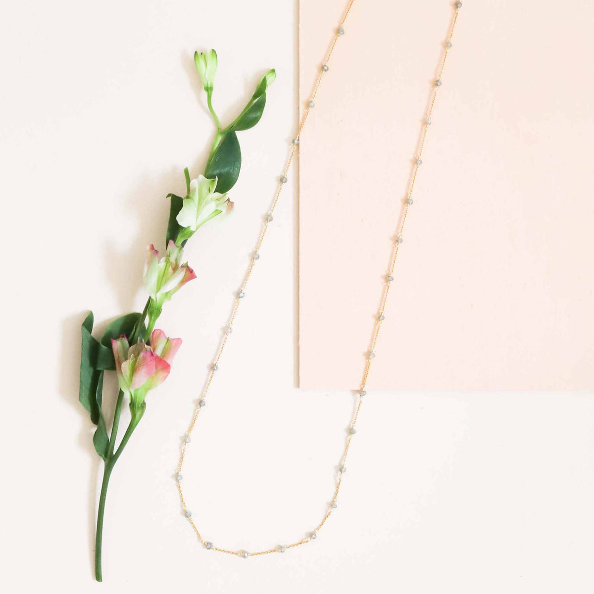 Ballet Chain - Silver Labradorite Layering ChainOur long labradorite necklace is a simple, delicate chain that&
