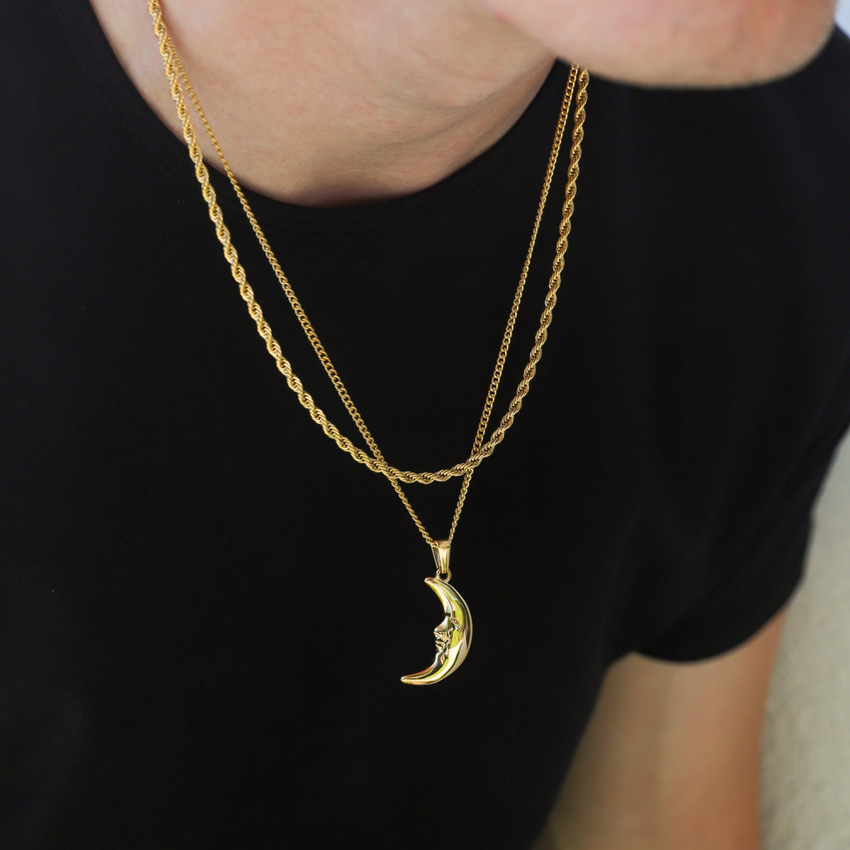 Crescent Moon Pendant Necklace Set