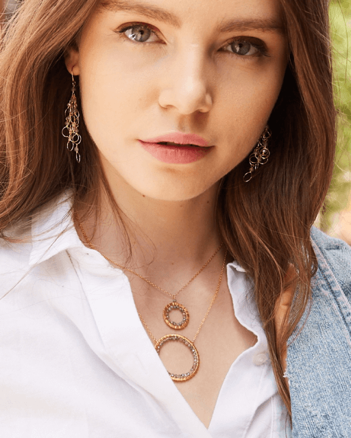 Labradorite Halo Necklace Layering SetThe Halo collection was our very first one. Intended to symbolize the intricate, universal energy woven within us all. This beautiful necklace is ultra lightweight aNecklace/Earring KitPARKEN JEWELRYVettedArcLabradorite Halo Necklace