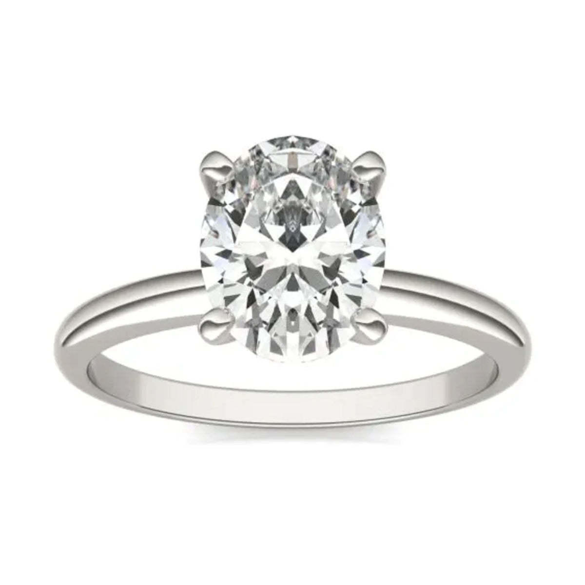 2.00 CTW AGI Certified Oval Lab Grown Diamond Solitaire Engagement Ring in 14K White Gold (G-VS)