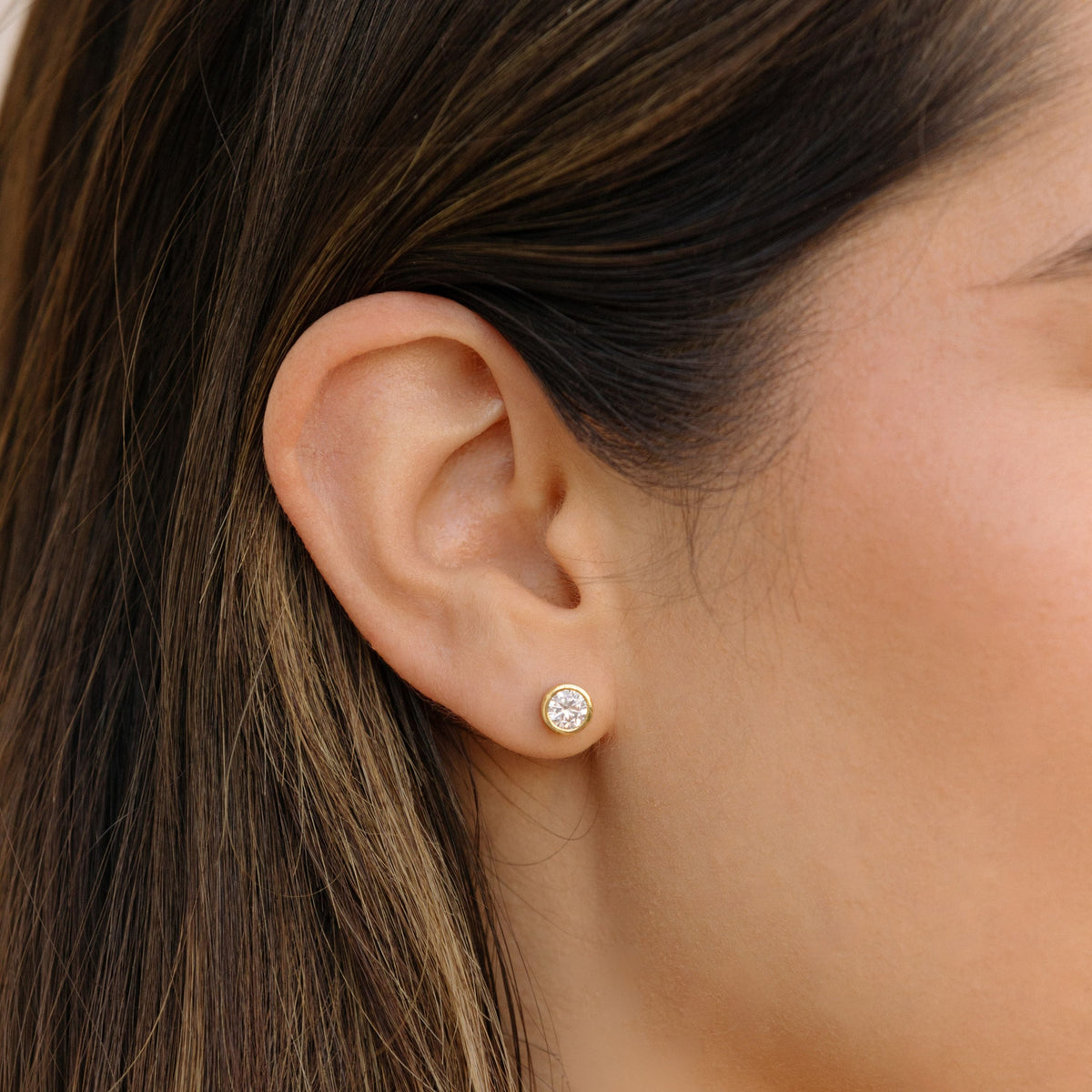 Gold Filled Diamond Bezel Studs