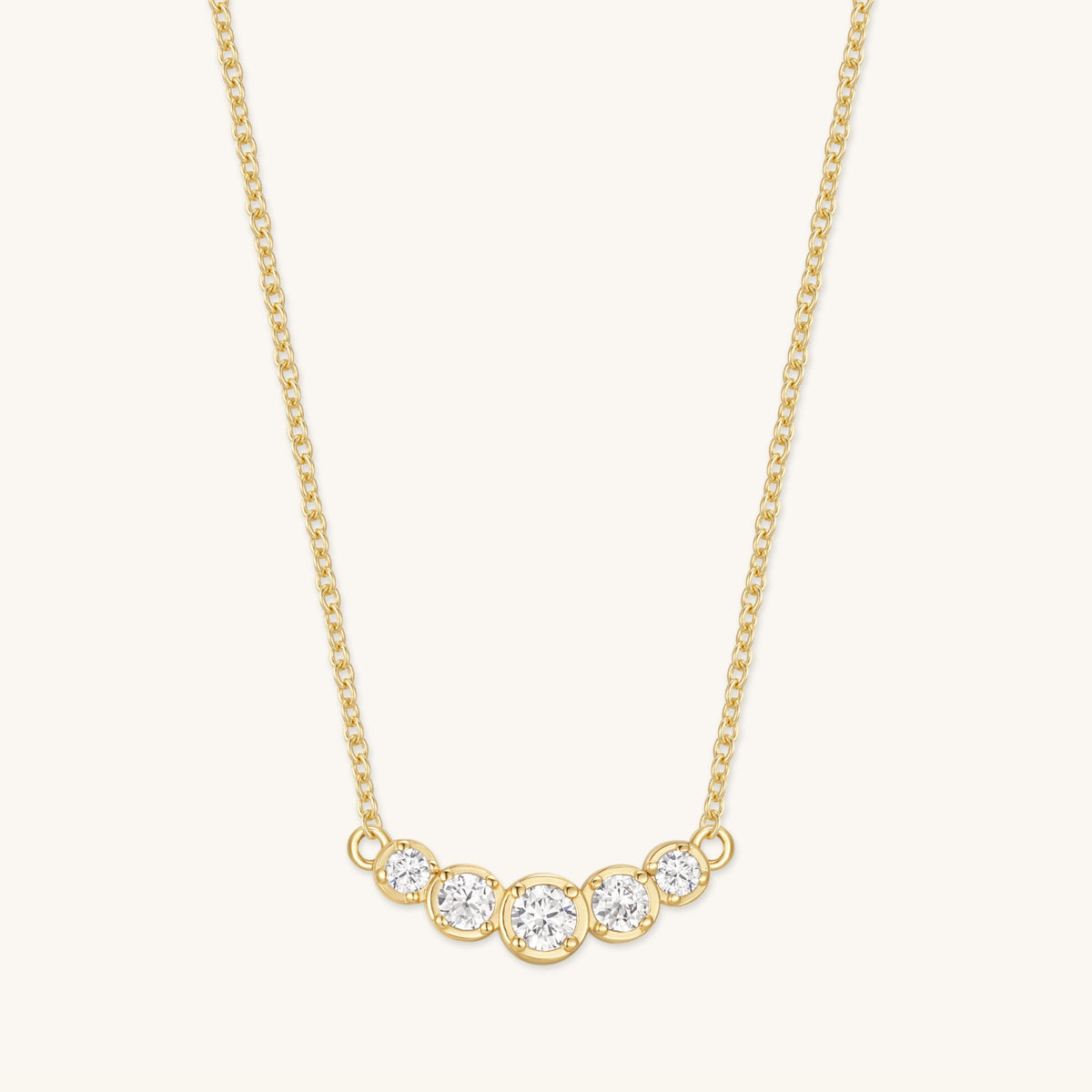 Gold Filled Diamond Bezel Cluster Necklace