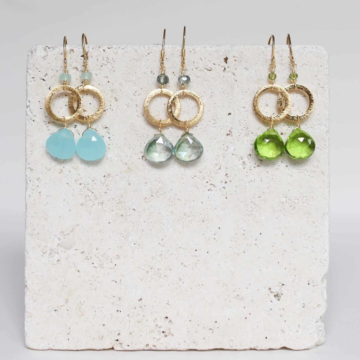 Green Amethyst earrings with rhodium plated sterling silver French hooks, 1.5 inches long