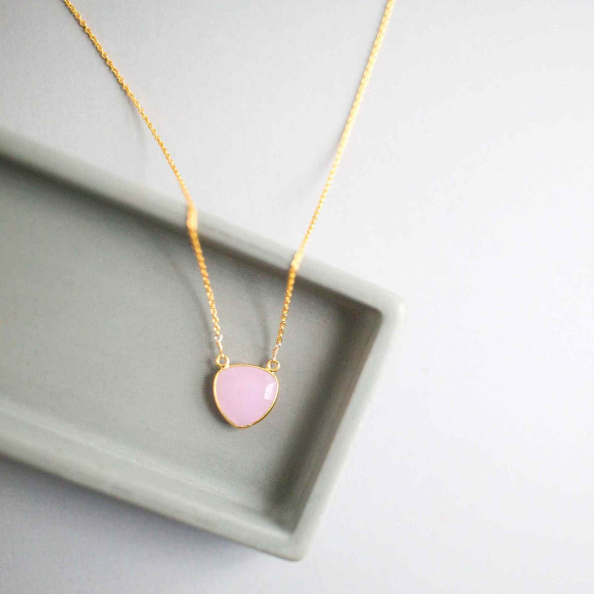 Pink Rose Quartz Pendant NecklaceAn oh-so-pretty pink rose quartz heart bezel floats on this delicate gold layering chain.
Handmade with tarnish resistant 14k gold plated over fine Italian .925 silvNecklacesPARKEN JEWELRYVettedArcPink Rose Quartz