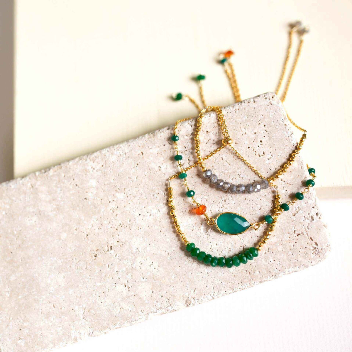 Green Jade Adjustable Stacking BraceletOur super simple bracelets are the ultimate arm candy and completely adjustable to fit anyone. Gorgeous alone or stacked. We&
