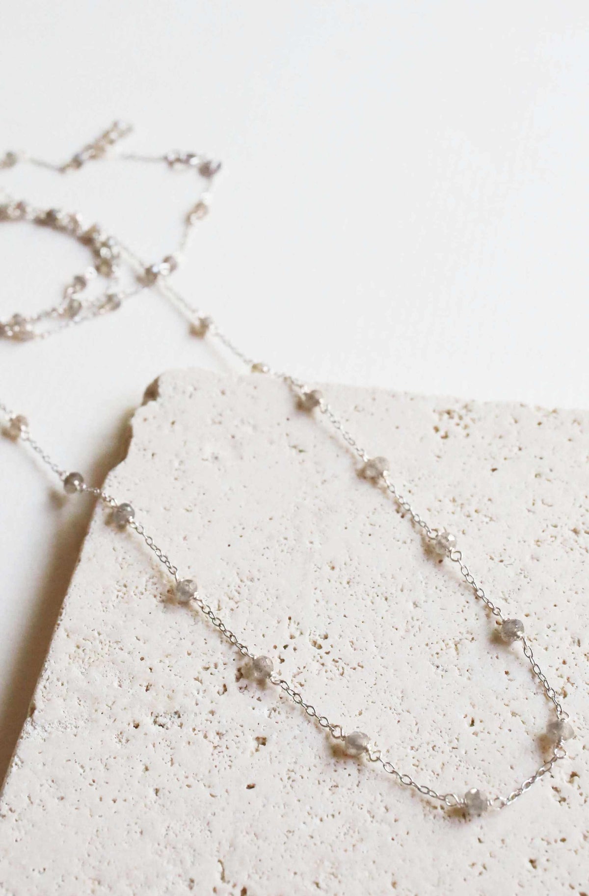Ballet Chain - Silver Labradorite Layering ChainOur long labradorite necklace is a simple, delicate chain that&