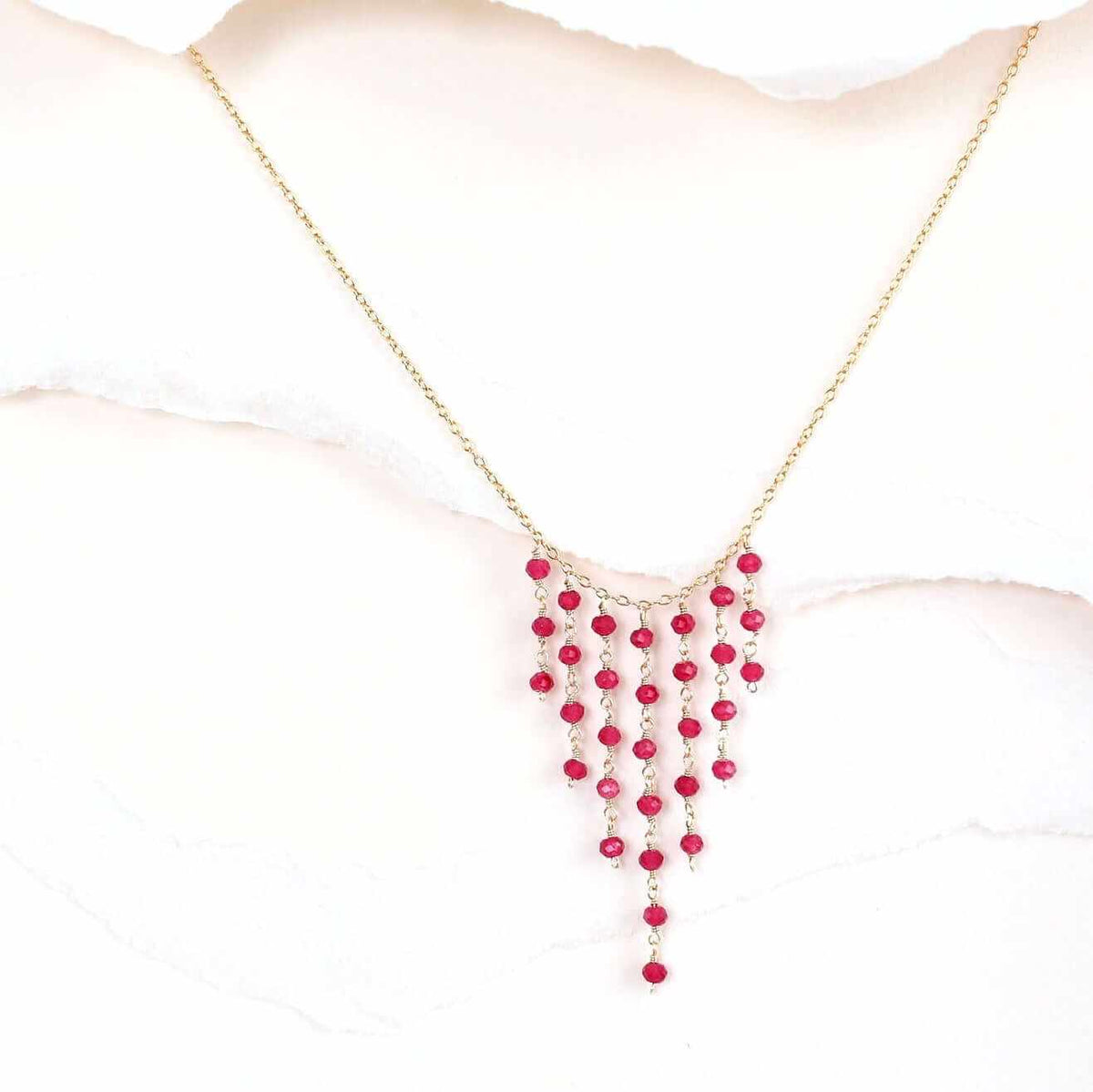 Ruby Red Quartz Mini Fringe NecklaceThese super delicate necklaces are our unique gemstone version of fringe jewelry.
- Ruby Quartz gemstones- 17-19" long with a 2" extender chain- Spring ring clasp- 1NecklacesPARKEN JEWELRYVettedArcRuby Red Quartz