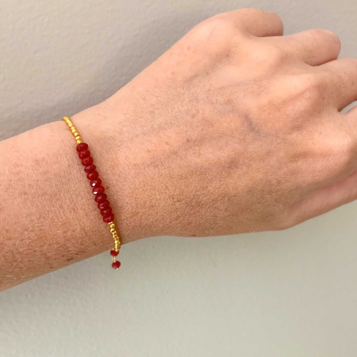 Red Jade Adjustable Stacking BraceletOur super simple bracelets are the ultimate arm candy and completely adjustable to fit anyone. Gorgeous alone or stacked. We&