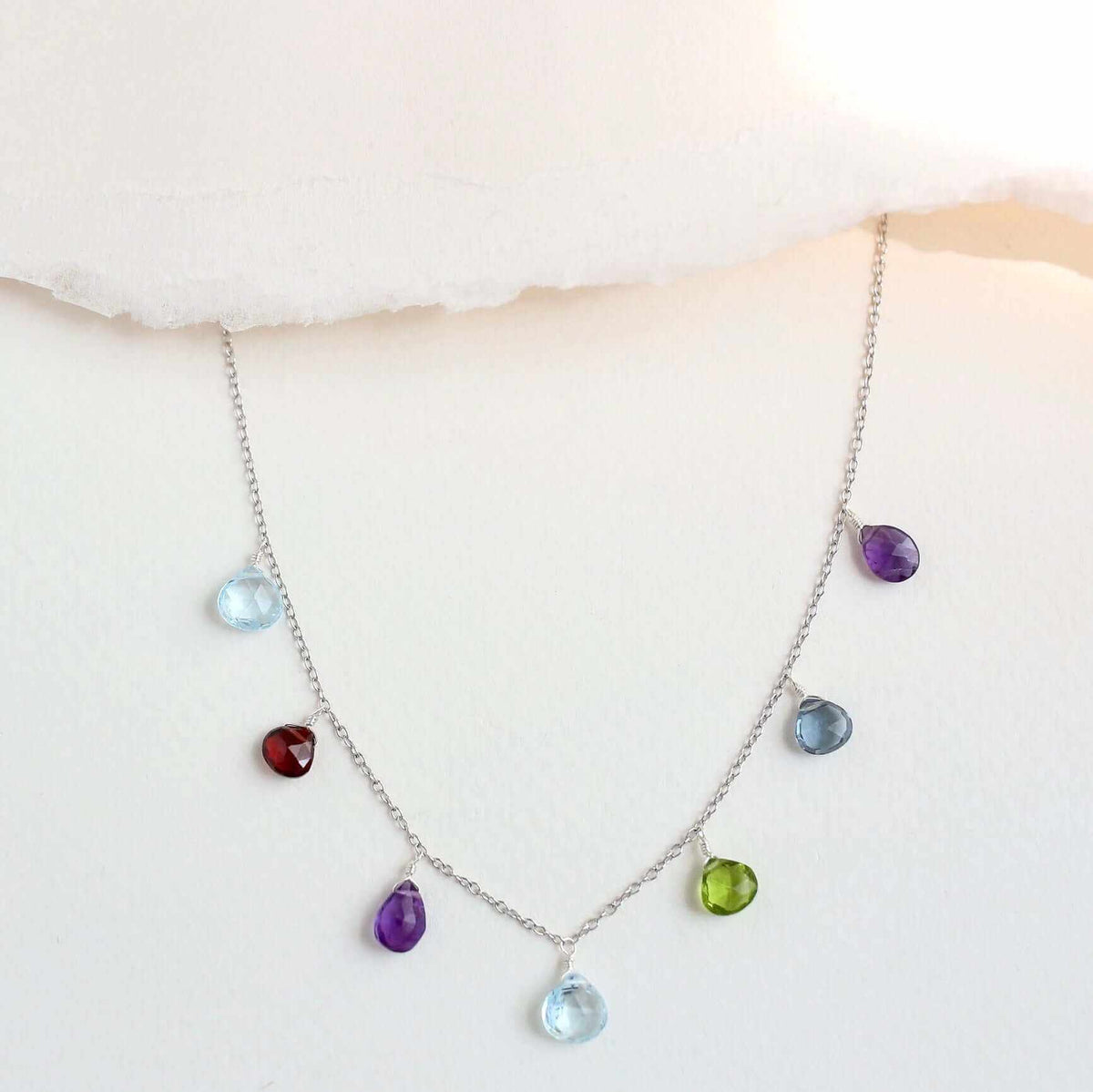 Gold Rainbow Sparkler NecklaceHand-crafted to perfection, our Rainbow Sparkler Necklace is adorned with 7 dazzling gemstones meticulously placed on a delicate gold chain. Featuring aquamarine, peNecklacesPARKEN JEWELRYVettedArcGold Rainbow Sparkler Necklace