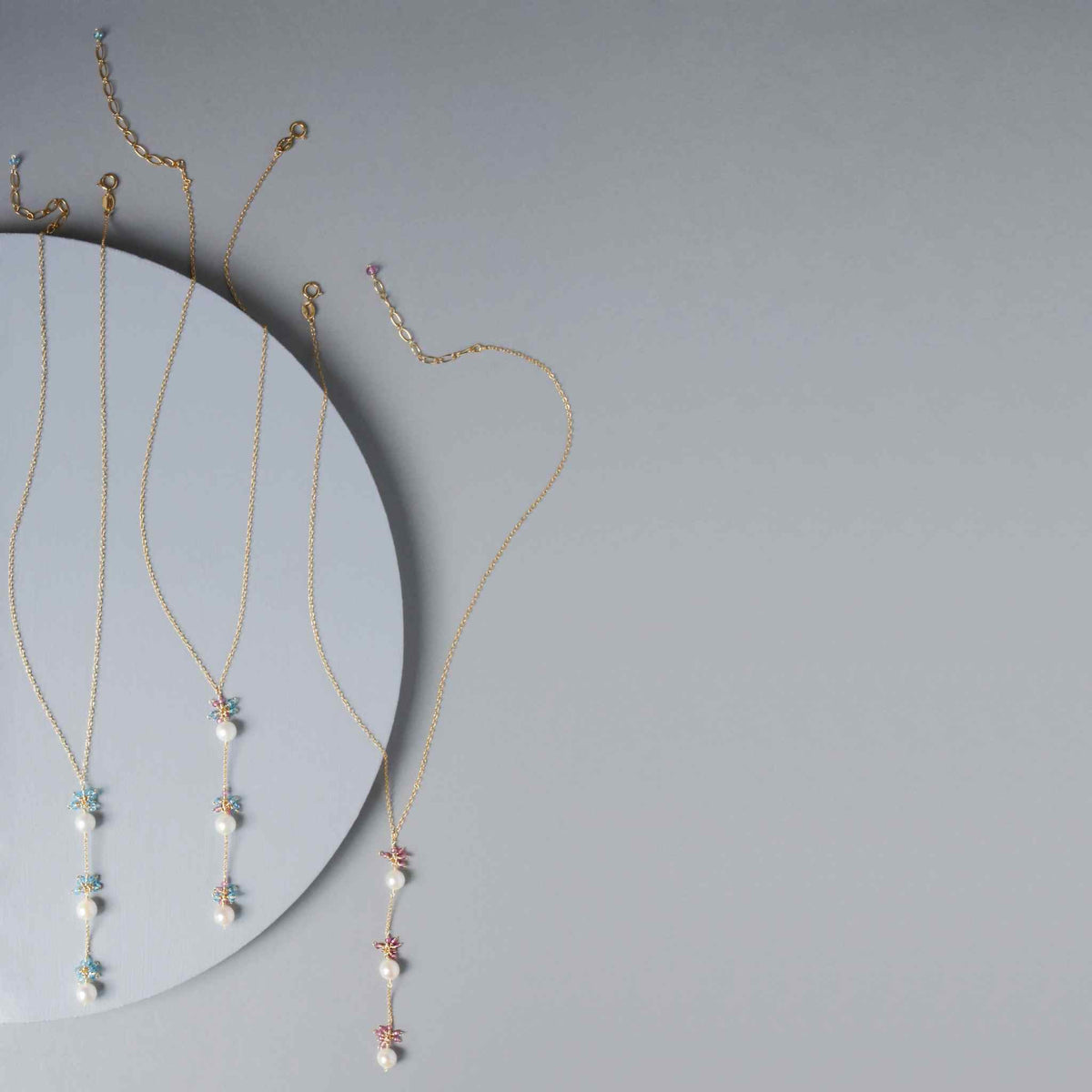Pearl and pink tourmaline necklace with white freshwater pearls and genuine pink tourmaline gemstones, 18" hand-crafted 14k gold plated sterling silver chain
