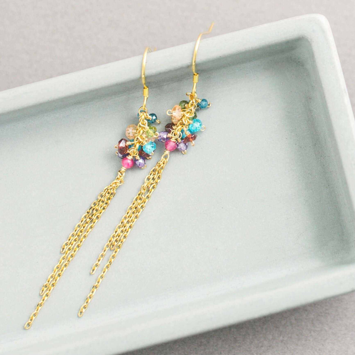 Rainbow Gemstone Edge EarringsDesigned to add a little &