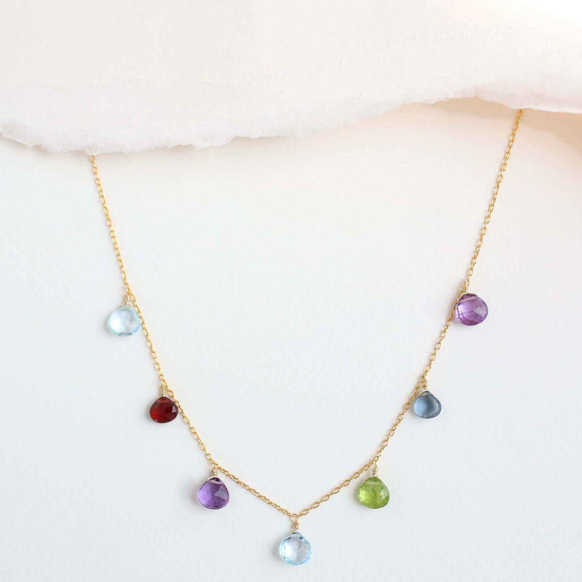 Gold Rainbow Sparkler NecklaceHand-crafted to perfection, our Rainbow Sparkler Necklace is adorned with 7 dazzling gemstones meticulously placed on a delicate gold chain. Featuring aquamarine, peNecklacesPARKEN JEWELRYVettedArcGold Rainbow Sparkler Necklace