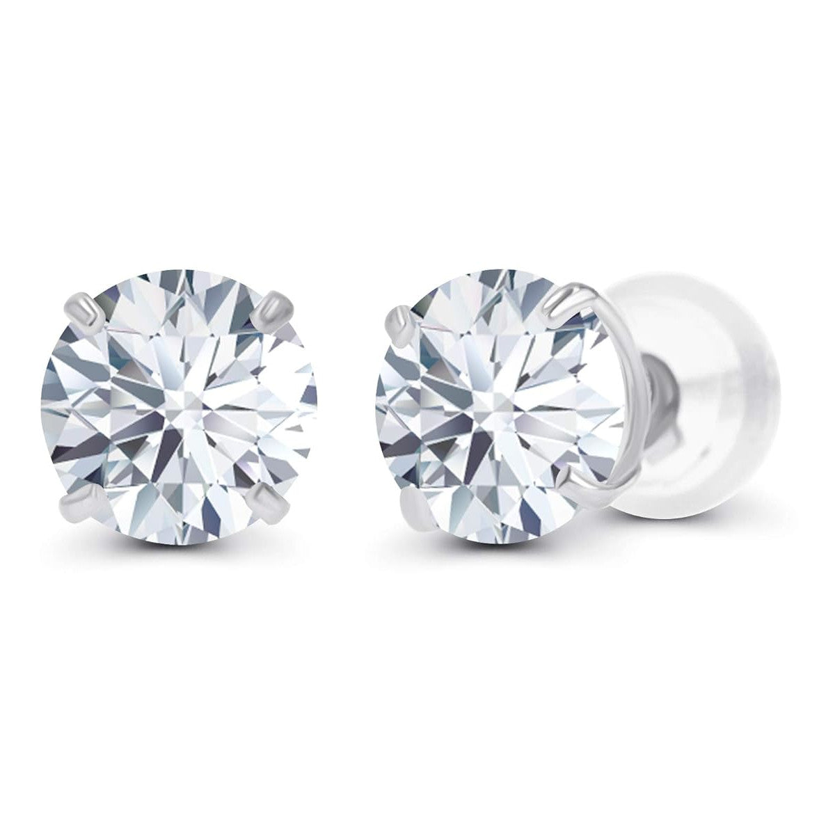 2.50 CTW Created Moissanite Stud Earrings in 14K White Gold - F-G Color, VS Clarity, Handcrafted USA