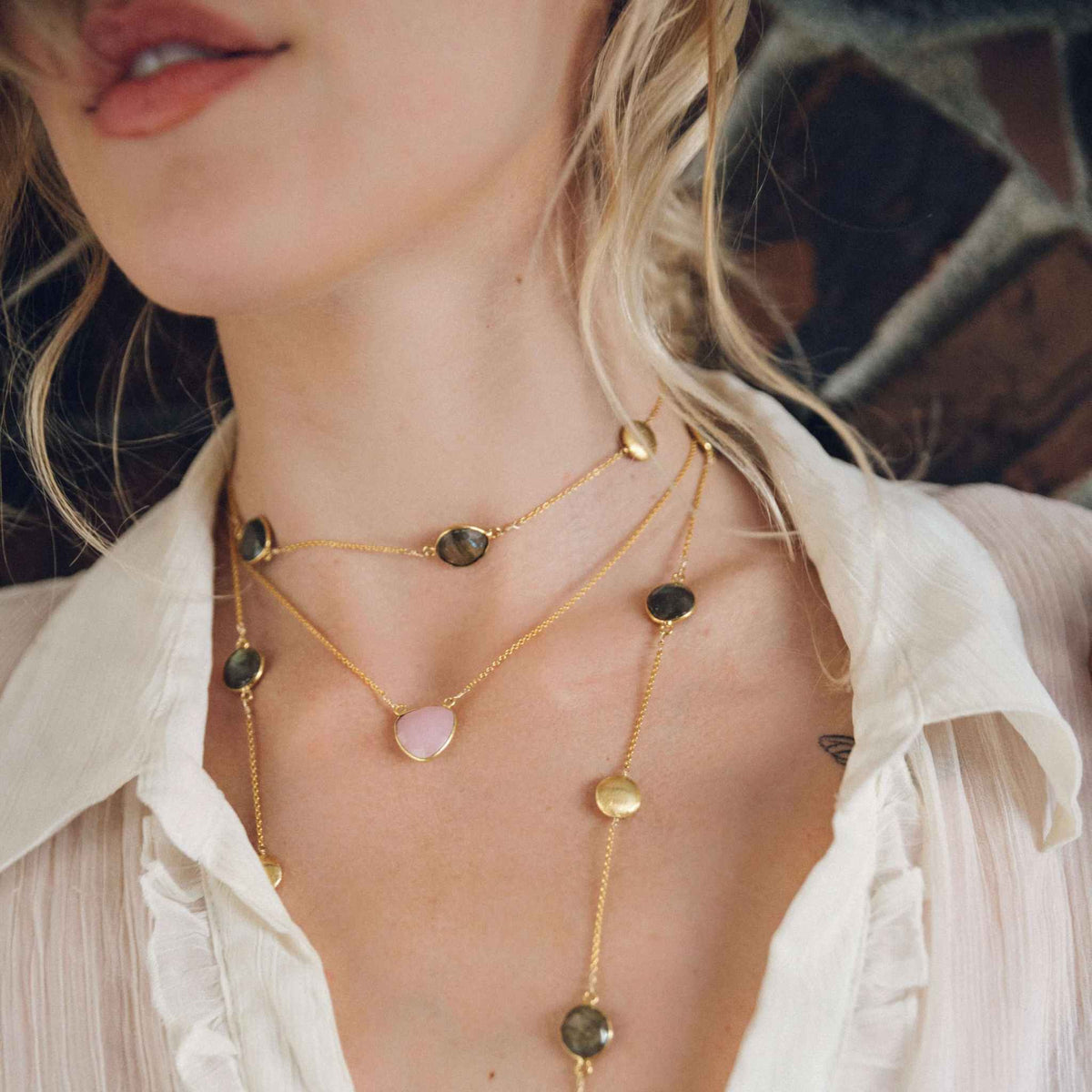 Pink Rose Quartz Pendant NecklaceAn oh-so-pretty pink rose quartz heart bezel floats on this delicate gold layering chain.
Handmade with tarnish resistant 14k gold plated over fine Italian .925 silvNecklacesPARKEN JEWELRYVettedArcPink Rose Quartz