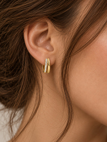 Gold Filled Double Pave Hoops