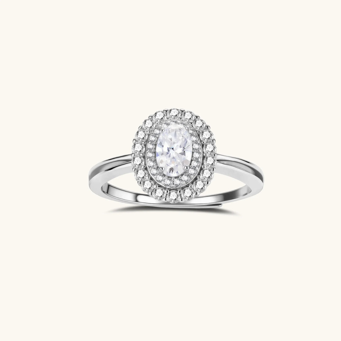 Double Halo Promise Moissanite Ring, front view
