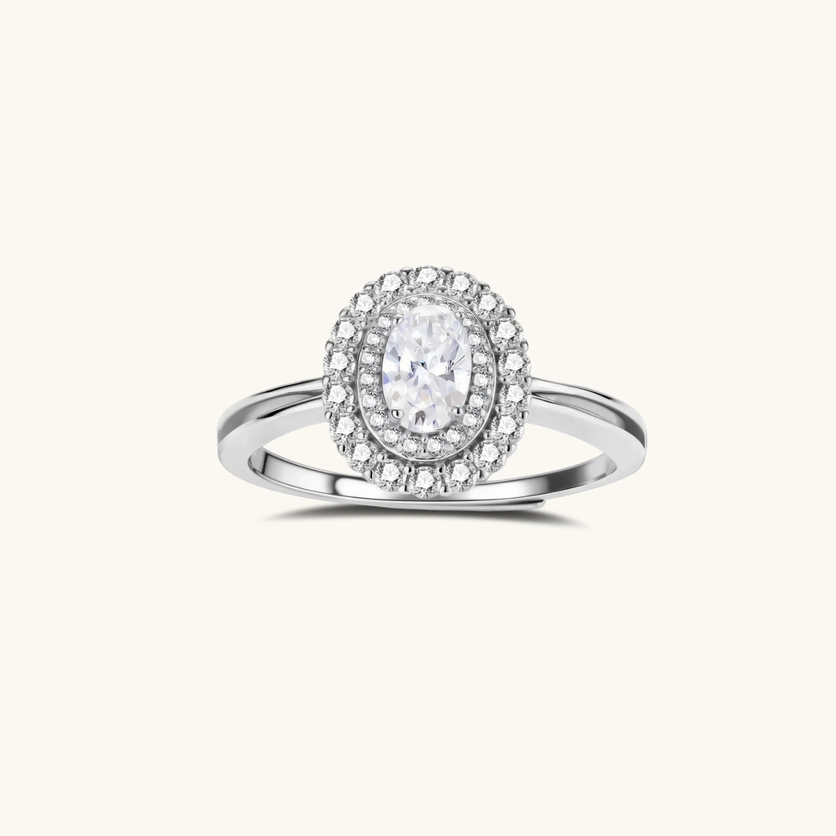 Double Halo Promise Moissanite Ring, front view