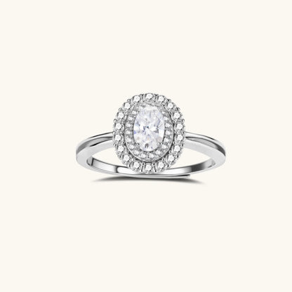 Double Halo Promise Moissanite Ring, front view