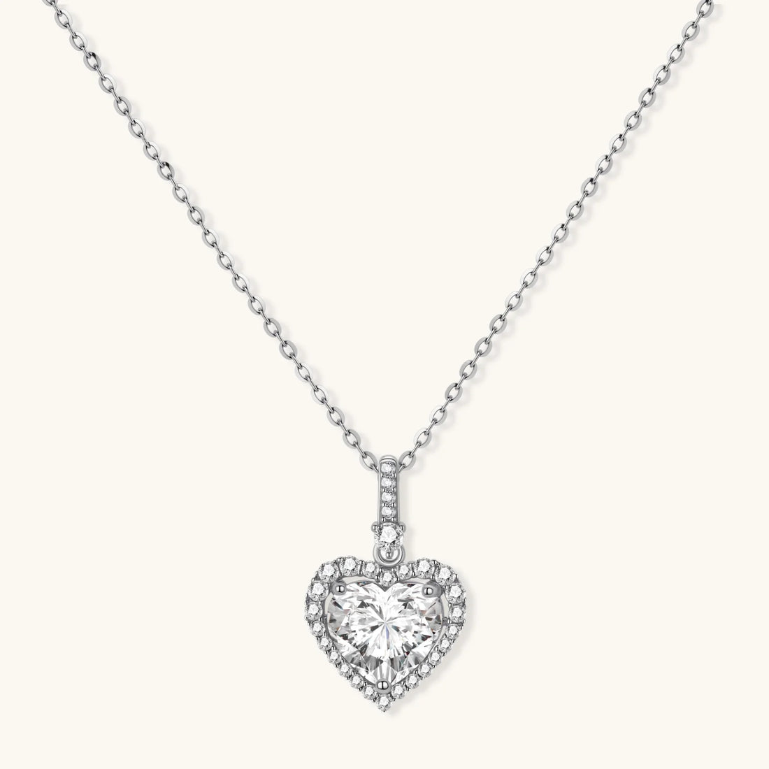 Heart of Light Moissanite Necklace, front view
