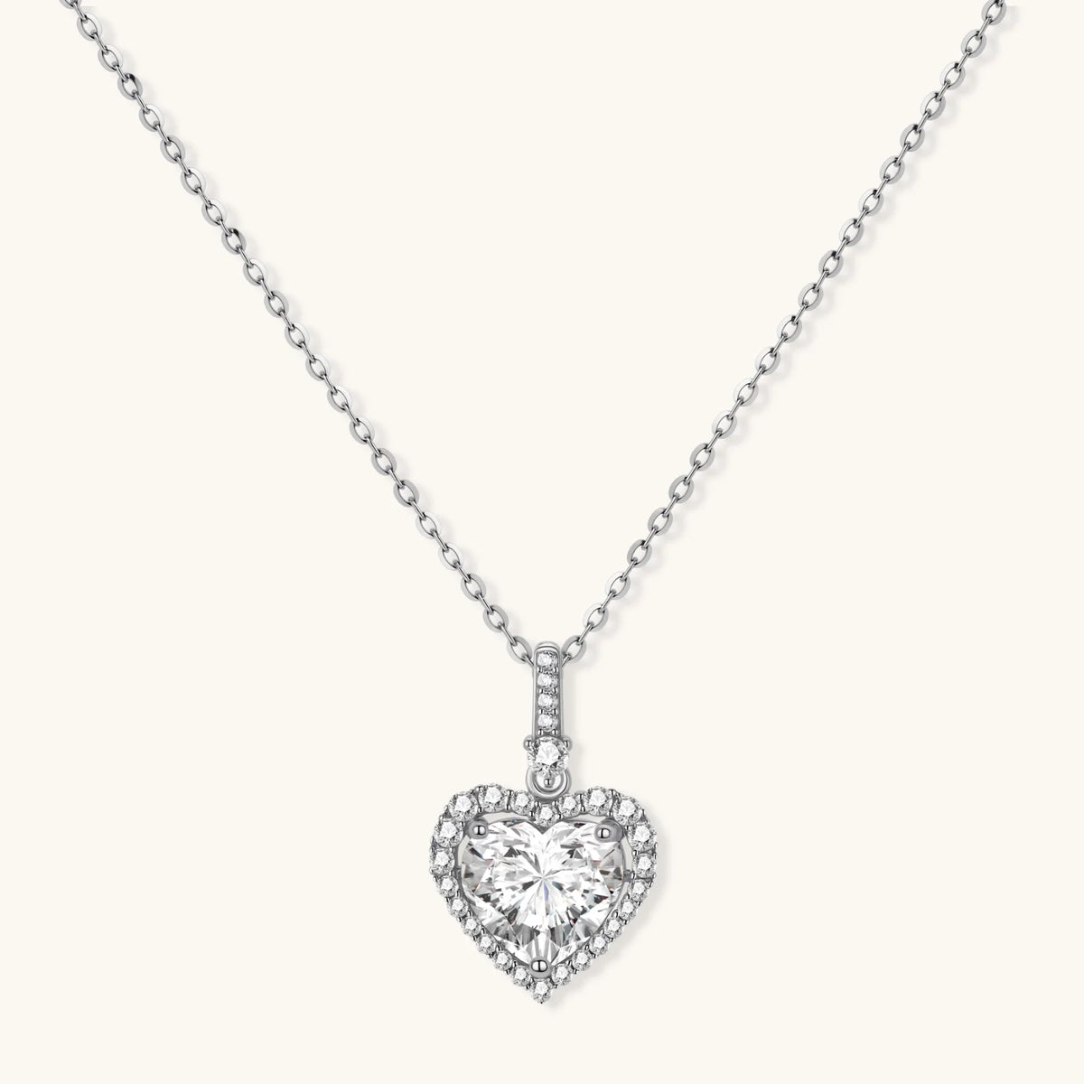 Heart of Light Moissanite Necklace, front view