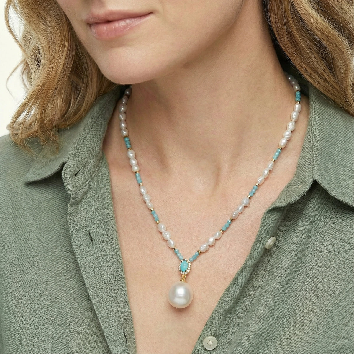Aqua Bloom Necklace by VettedArc