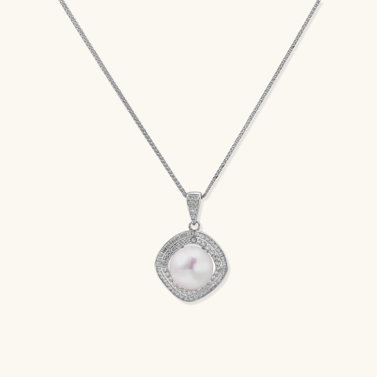 Halo Pearl Statement Necklace, front view
