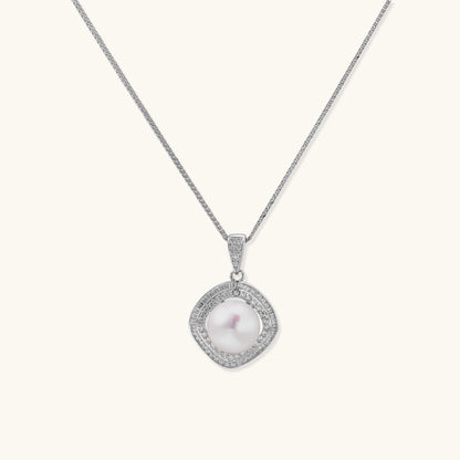 Halo Pearl Statement Necklace, front view