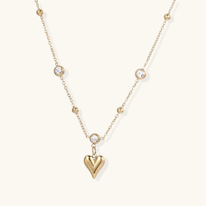 Crystal Heart Charm Necklace, front view